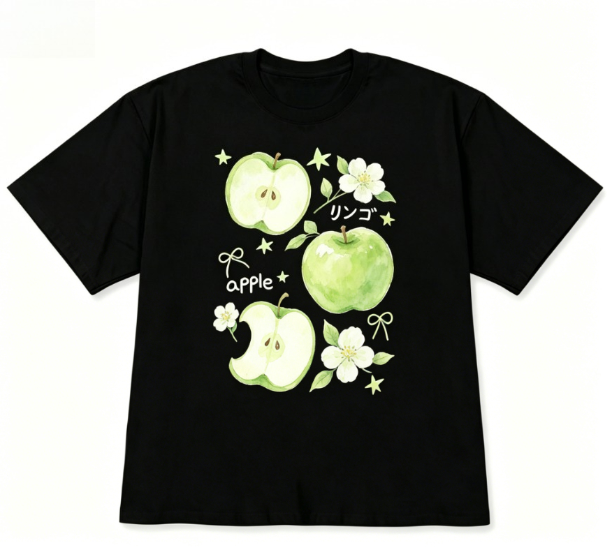 Summer Clothing Reviews - Damenkleidung Y2k Apfel-Print Rundhals Feminine Kleidung