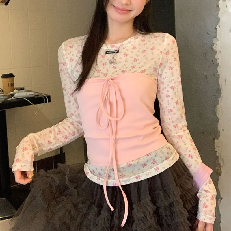 Summer Gauze Clothing - Broken Flowers Gaze Zweiteiliges Set Pullover