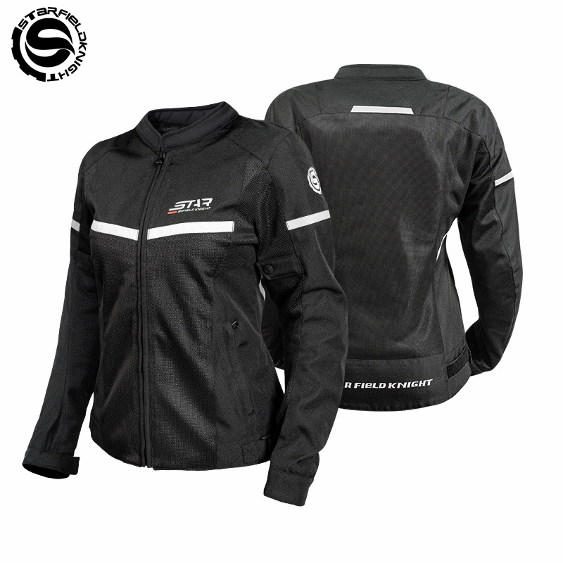 Summer Knights Clothing - SFK Schwarz-weiße Motorradjacke für Damen, Reitbekleidung