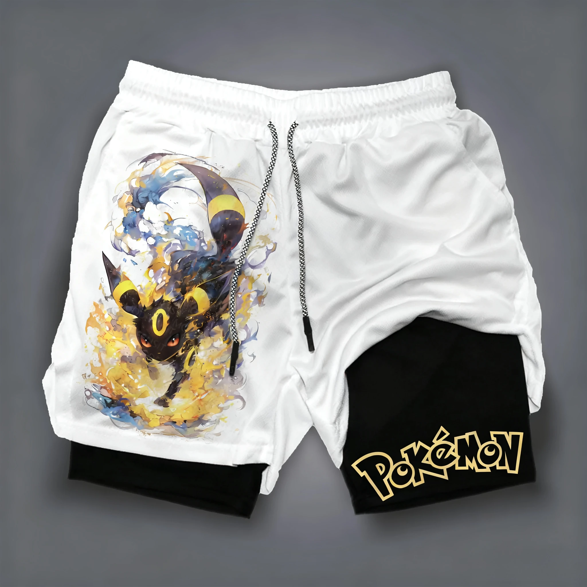 Summer Clothing Layering - Pokémon Anime Weiße Doppellagige Shorts 2026