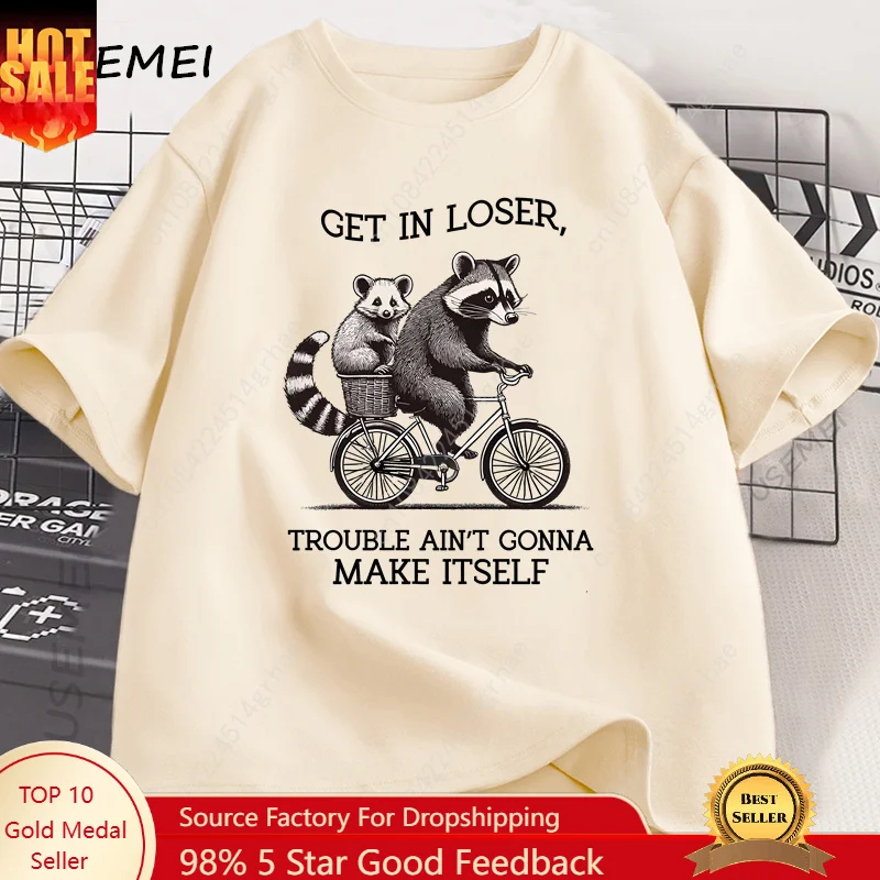 Yours Summer Clothing - Get in Loser T-Shirt, lustiges T-Shirt