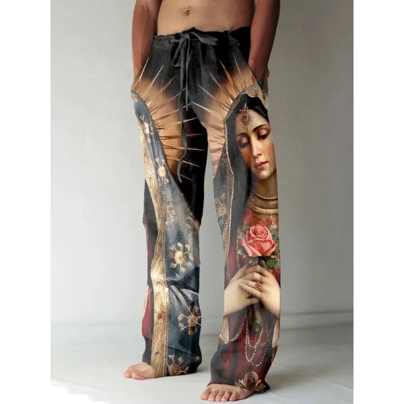 Summer Renaissance Clothing - Herren Vintage Renaissance Jungfrau Maria Bedruckte
