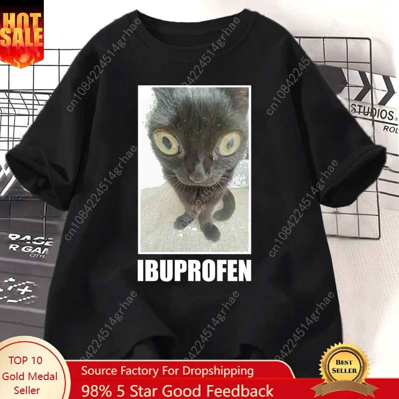 Yours Summer Clothing - Lustige Katzen-Ibuprofen-Grafik-T-Shirts für Männer und Frauen,