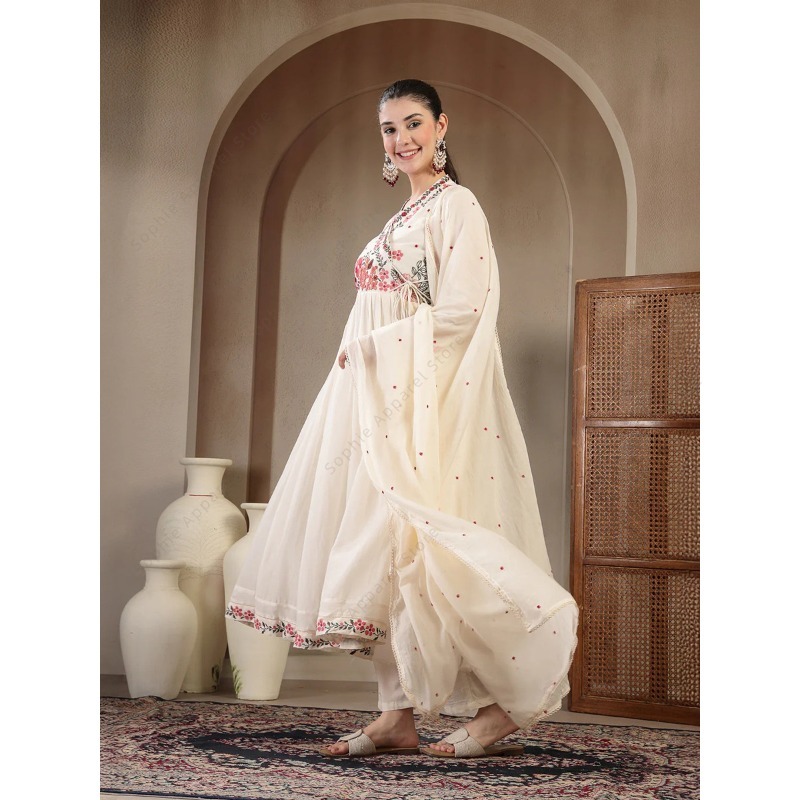 Weißes Baumwoll-Anarkali-Kurti – Summer Clothing Pakistan Bewertung und Preis
