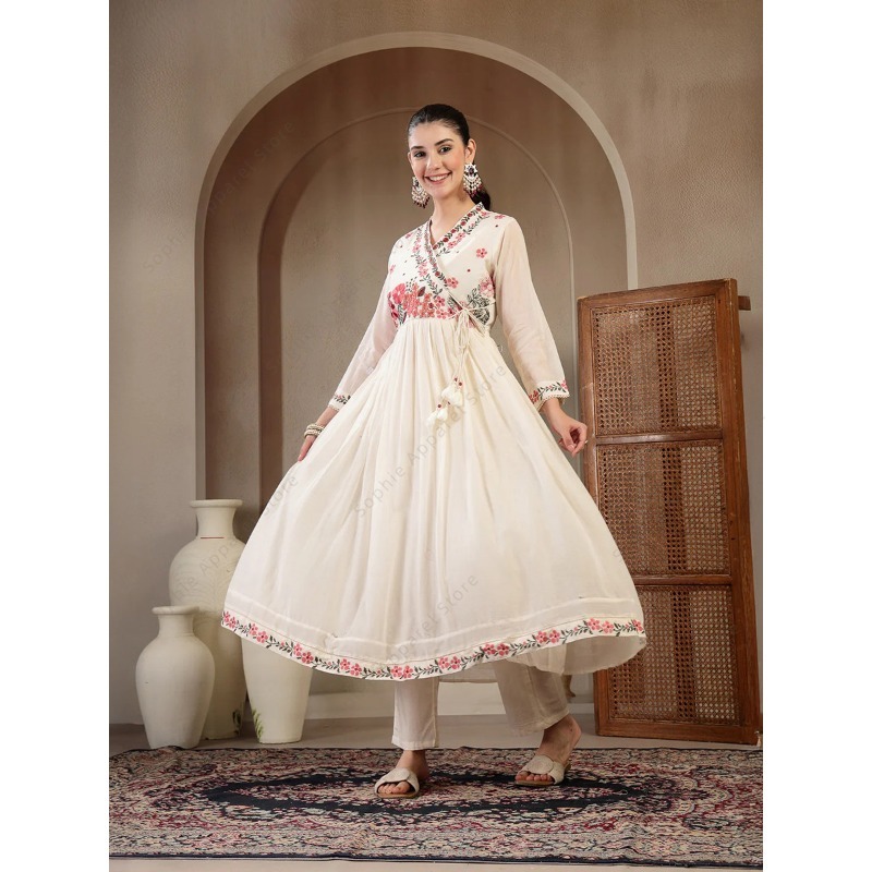 Weißes Baumwoll-Anarkali-Kurti – Summer Clothing Pakistan Bewertung und Preis